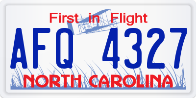 NC license plate AFQ4327