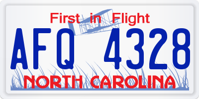 NC license plate AFQ4328
