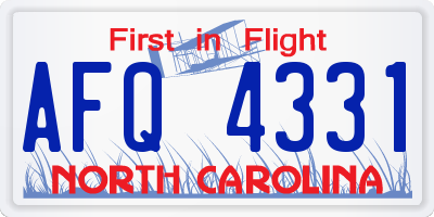 NC license plate AFQ4331