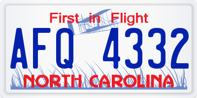 NC license plate AFQ4332