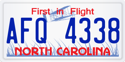 NC license plate AFQ4338