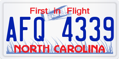 NC license plate AFQ4339