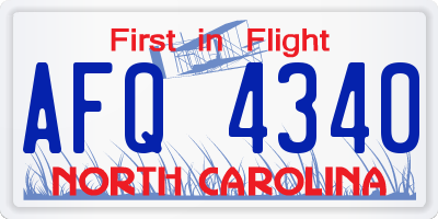 NC license plate AFQ4340