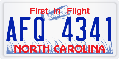 NC license plate AFQ4341