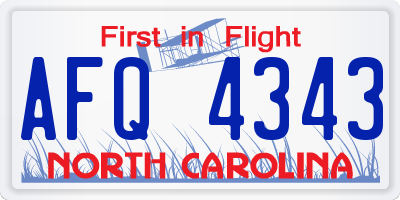 NC license plate AFQ4343