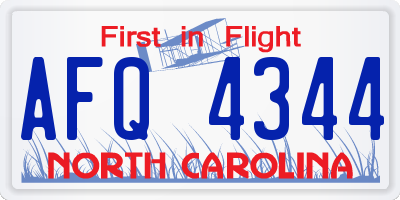 NC license plate AFQ4344