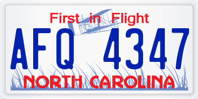 NC license plate AFQ4347