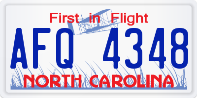 NC license plate AFQ4348