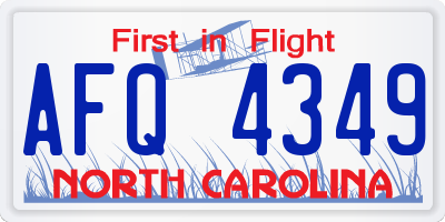NC license plate AFQ4349