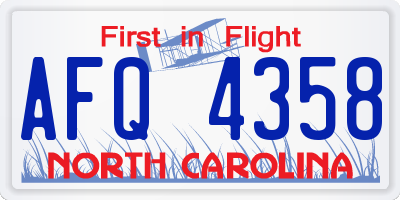 NC license plate AFQ4358