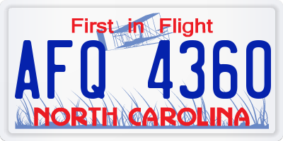 NC license plate AFQ4360