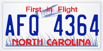 NC license plate AFQ4364