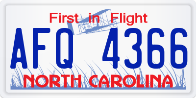 NC license plate AFQ4366