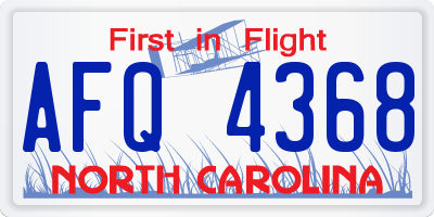 NC license plate AFQ4368