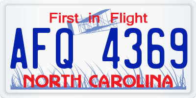 NC license plate AFQ4369