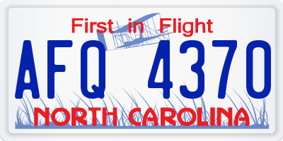 NC license plate AFQ4370