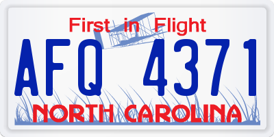 NC license plate AFQ4371