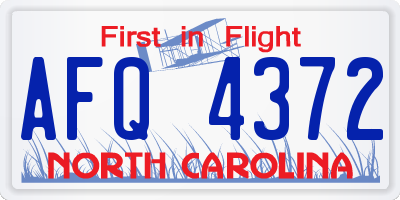 NC license plate AFQ4372