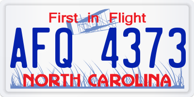 NC license plate AFQ4373