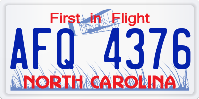 NC license plate AFQ4376