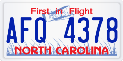 NC license plate AFQ4378