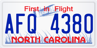 NC license plate AFQ4380