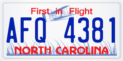 NC license plate AFQ4381