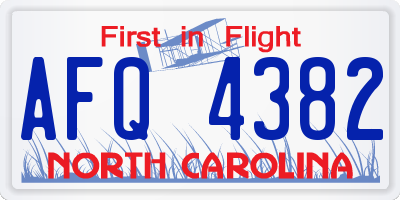 NC license plate AFQ4382