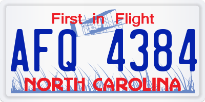 NC license plate AFQ4384
