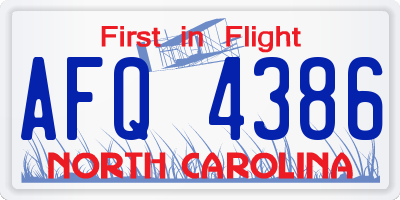 NC license plate AFQ4386