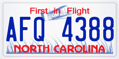 NC license plate AFQ4388