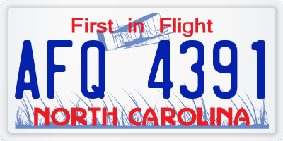 NC license plate AFQ4391