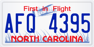 NC license plate AFQ4395