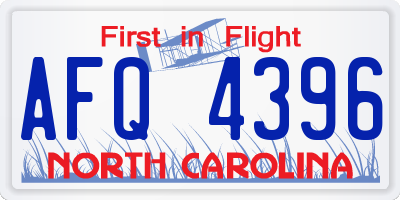 NC license plate AFQ4396