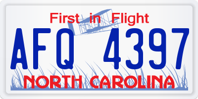 NC license plate AFQ4397