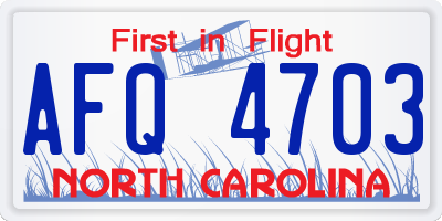 NC license plate AFQ4703