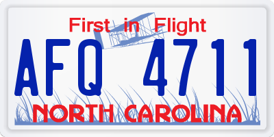 NC license plate AFQ4711