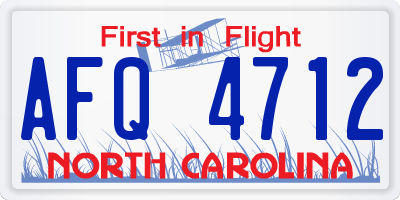 NC license plate AFQ4712