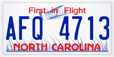 NC license plate AFQ4713