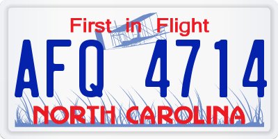 NC license plate AFQ4714