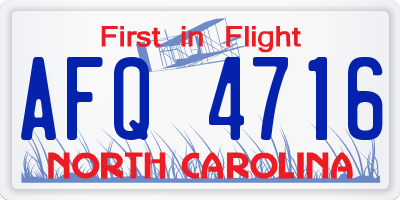 NC license plate AFQ4716
