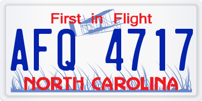 NC license plate AFQ4717