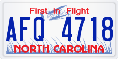NC license plate AFQ4718