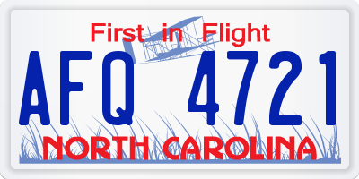 NC license plate AFQ4721