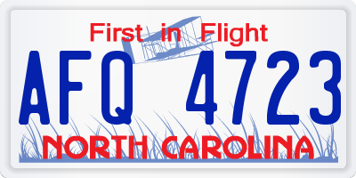 NC license plate AFQ4723
