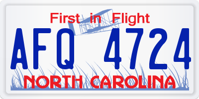 NC license plate AFQ4724