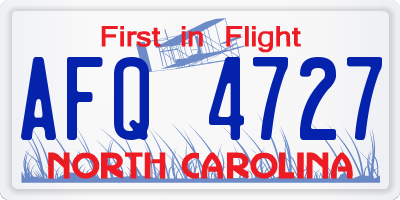 NC license plate AFQ4727