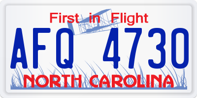 NC license plate AFQ4730