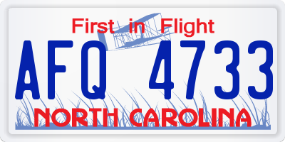 NC license plate AFQ4733