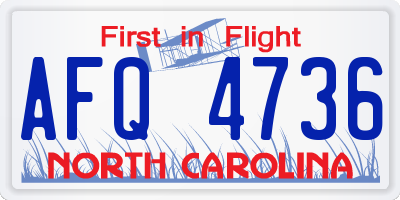 NC license plate AFQ4736